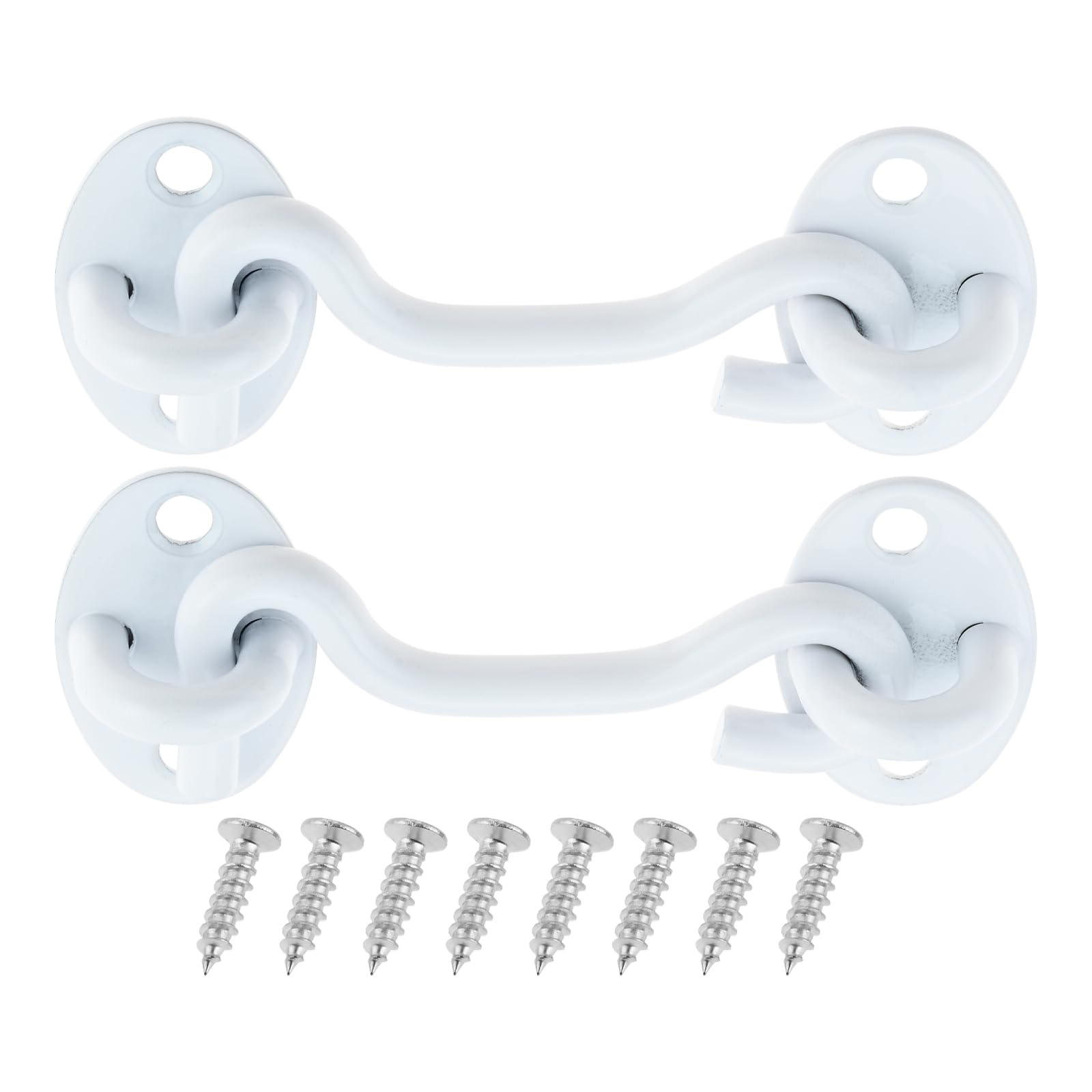 75mm Cabin Hook and Eye Latch Lock Shed Gate Door Catch Silent Holder Stainless Steel White 3inch 2Pcs — image 1