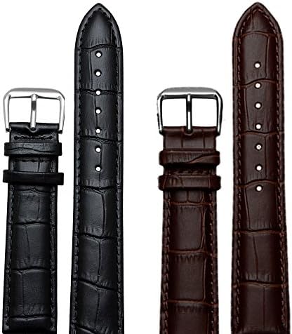 (Twin Pack) 20mm Leather Watch Strap Black/Brown