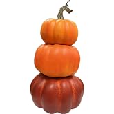 Hobby Lobby 3 Layered Stacked Pumkin Decoration, 9" H x 4" W x 4" D | Foam, Fall Home and Office Decor