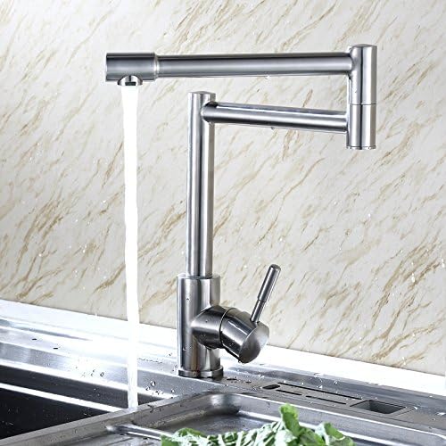 ChengZISuper long, SUS304 stainless steel wire drawing, kitchen sink, dish basin, single, single hole rotatable hot and cold water tap,For a long time, the D folding pipe doesn't fit in the hose