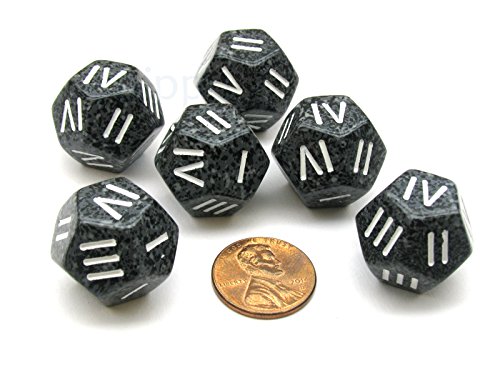 Speckled Roman Urban Camo D4 Chessex Dice, 6 Pieces Roman Numerals