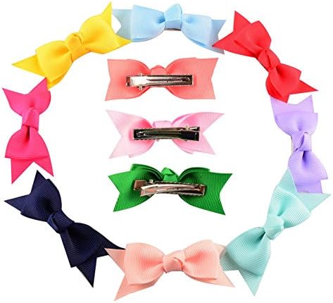 Artgirl 40 pcs Hair Bows Baby Girls Clips Bowknot Handmade Headwear Toddler Hair Accessories (20 Multicolor)
