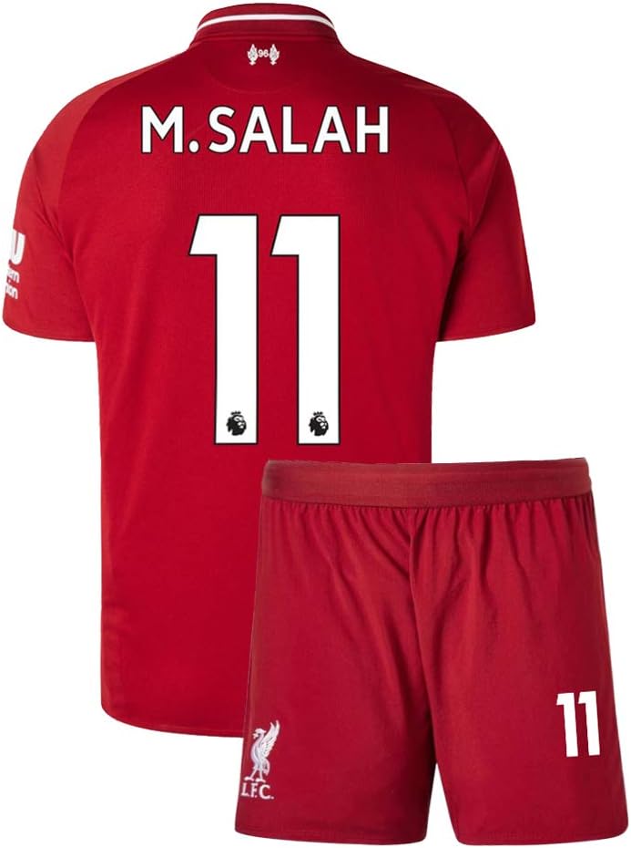 Kids M. Salah Jersey 2018/19 Youth Home Soccer 11 Liverpool Shorts Mohamed