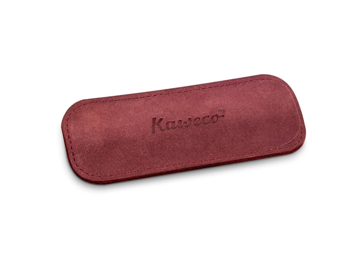 Kaweco Eco Velour Leather 2 Pens Pouch Sport Bordeaux I Pen Case Suitable for The Sport Series I Writing Case Made of Genuine Leather with Beautiful Embossing I Chic & Classic I Pen Case 12 x 4.5 cm