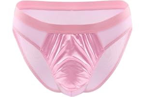 ChiaoLezhee Mens Sexy Underwear Mesh Satin Cheeky Panties, Low Rise Lingerie For Straight Men, Rave Costumes For Play