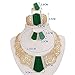 Moochi 18K Gold Plated Green Acrylic Necklace Earrings Ring Bracelet Jewelry Set Costume Wedding