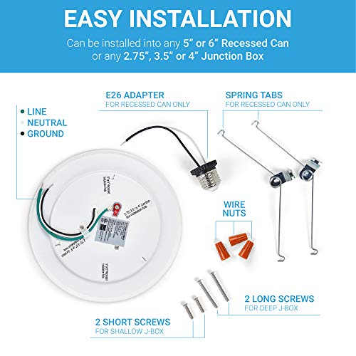 Parmida (24 Pack) 5/6" Dimmable LED Disk Light Flush Mount Recessed Retrofit Ceiling Lights, 15W (120W Replacement), 3000K (Soft White), Energy Star, Installs into Junction Box Or Recessed Can, 1050lm