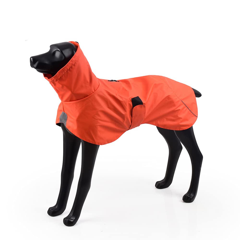 BlackDoggy Waterproof Pet Raincoat with Reflective Trim, Lightweight Durable PU, Adjustable Outdoor Jacket for Dogs, Easy On/Off (XXX-Large, Orange)