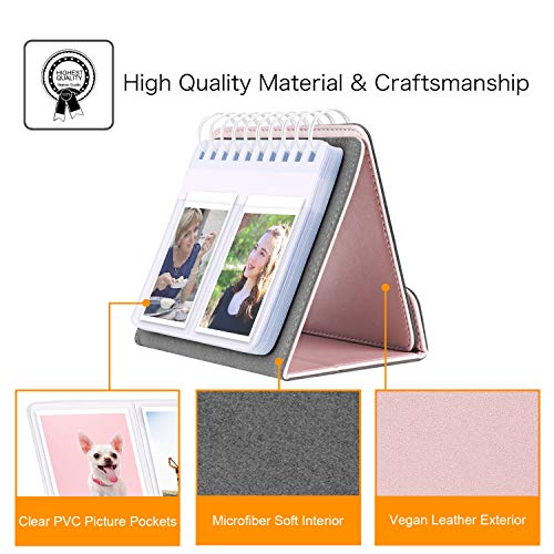 Fintie Calendar Photo Album for Fujifilm Instax - 64 Pockets Vegan Leather Photo Album for Fujifilm Mini 9 Mini 8+ Mini 90, HP Sprocket, Kodak Mini, Polaroid Camera 3-Inch Film (Rose Gold)