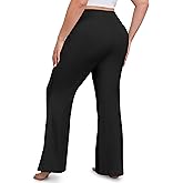 FOREYOND Women's Plus Size Flare Leggings with Pockets Bell Bottom Yoga Pants High Waisted Boot Cut Workout Gym Casual