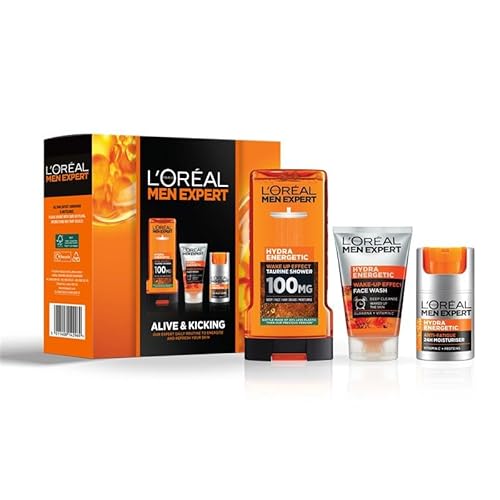 L'Oréal Paris Men Expert Alive & Kicking Gift Set for Him, Energising Face & Body Skincare, Revitalises Tired Skin, Boosts Daily Confidence, Complete Routine for Invigorated, Healthy-Looking Skin.