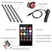 Car Interior Lights LED Under Dash Strip Lights Kits 4pcs 48 LED DC 12V Multicolor Music LED Kit with Sound Active Function and Wireless and Remote Control Car Charger Included