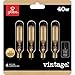 GLOBE Electric 80151 40W Vintage Edison Mini Tube Clear Glass Dimmable Incandescent Light Bulb, 4-Pack, E12 Base, 210 Lumens, Modern Lighting for Bedroom or Office, Lights for Home
