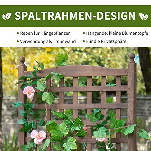 Outsunny Pflanzkasten Blumenständer Rankgitter Rankkasten Rosenbogen mit Leckage-Löcher Garten Holz Dunkelbraun 64 x 28… – Bild 5