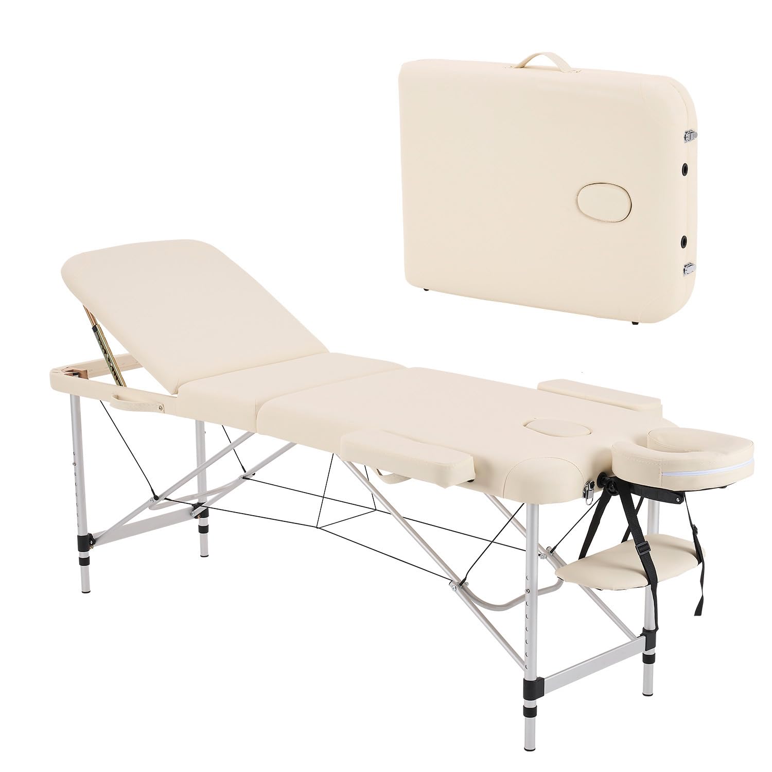 Photo 1 of ***SEE NOTES*** 
YOUNIKE Massage Tables Portable Lash Bed for Eyelash Extensions Professional Aluminum 3 Folding Lightweight Height Adjustable Facial Spa Beauty Salon Tattoo Home White