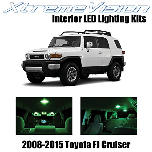 XtremeVision Toyota FJ Cruiser 2008-2015 (4 Pieces) Green Premium Interior LED Kit Package + Installation Tool