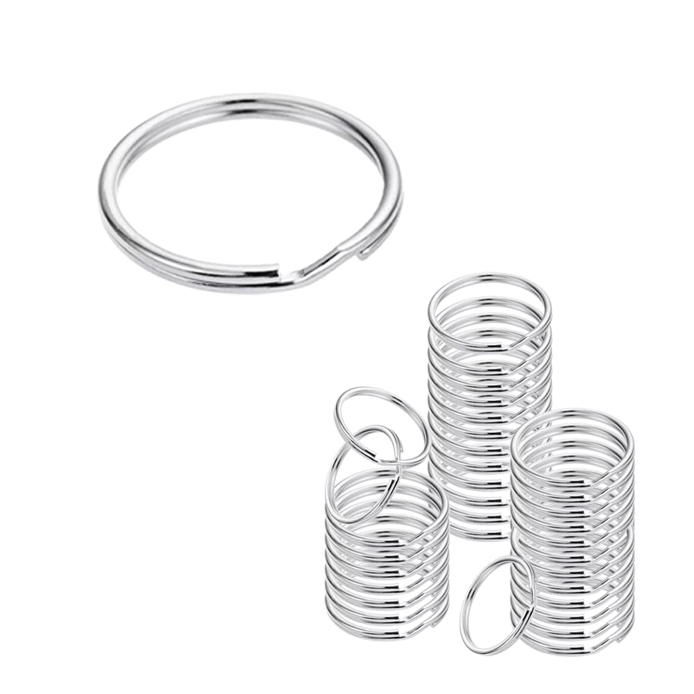 CORTNEY 100 Pack Small Keyring Rings Hoops, 15mm /0.6 Inch Silver Round Metal Split Rings for Home Keys Organization and DIY Craft Making