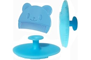 HUAYINGMEI Baby Bath Brush, Baby Cradle Cap Brush, Silicone Massage Brush, Baby Comb, Children's Comb（3pcs） (Blue)