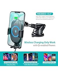 ABLEGRID Soporte inalámbrico para cargador de automóvil, sujeción automática 10W 7.5W Qi Carga rápida 5W Soporte de montaje para automóvil Tablero de instrumentos Compatible con iPhone Xs Xs Max XR X 8 8 Plus, Galaxy S10 S10 + S9 S9 + S8