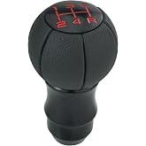 Arenbel 5 Speed Baseball Style Leather Shifter Knob Manual Car Gear Shift | Segmented Split Leather Spherical Shift Knob, JDM Style Racing Interior Upgrade Fit Most Manual Transmission Vehicles, Black