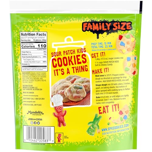 CHEWY & SOFT SOUR PATCH KIDS, ASSORTED FRUITS, FAMILY SIZE, 1.8 LB