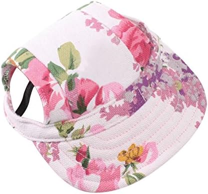 Summer Pet Baseball Cap Sports Style for Dog Cat  with Ear Holes Leisure Flower Hat Visor Sports Cap  Adjustable Strap Soft Breathable for Small Dogs Puppy Outdoor Sun Cap Pink