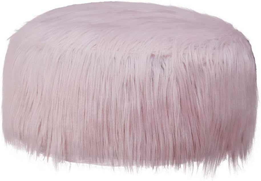 Dasior Soft Fuffly Plush Footstool Foot Rest Stool Chair Ottoman for Living Room, Bedroom and Kids Room Pink