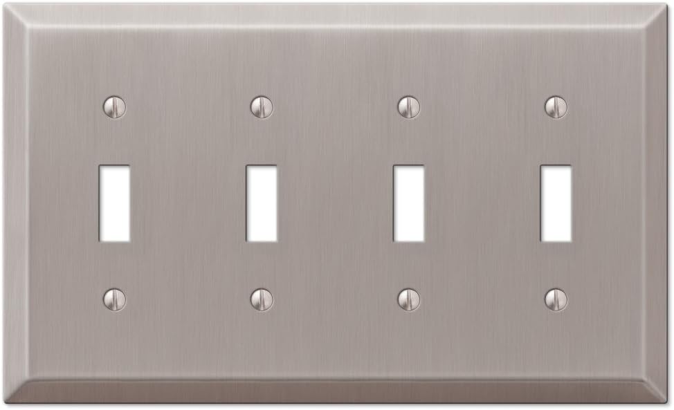 Amerelle Century Quadruple Toggle Steel Wallplate in Brushed Nickel