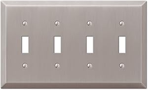 Amerelle Century Quadruple Toggle Steel Wallplate in Brushed Nickel
