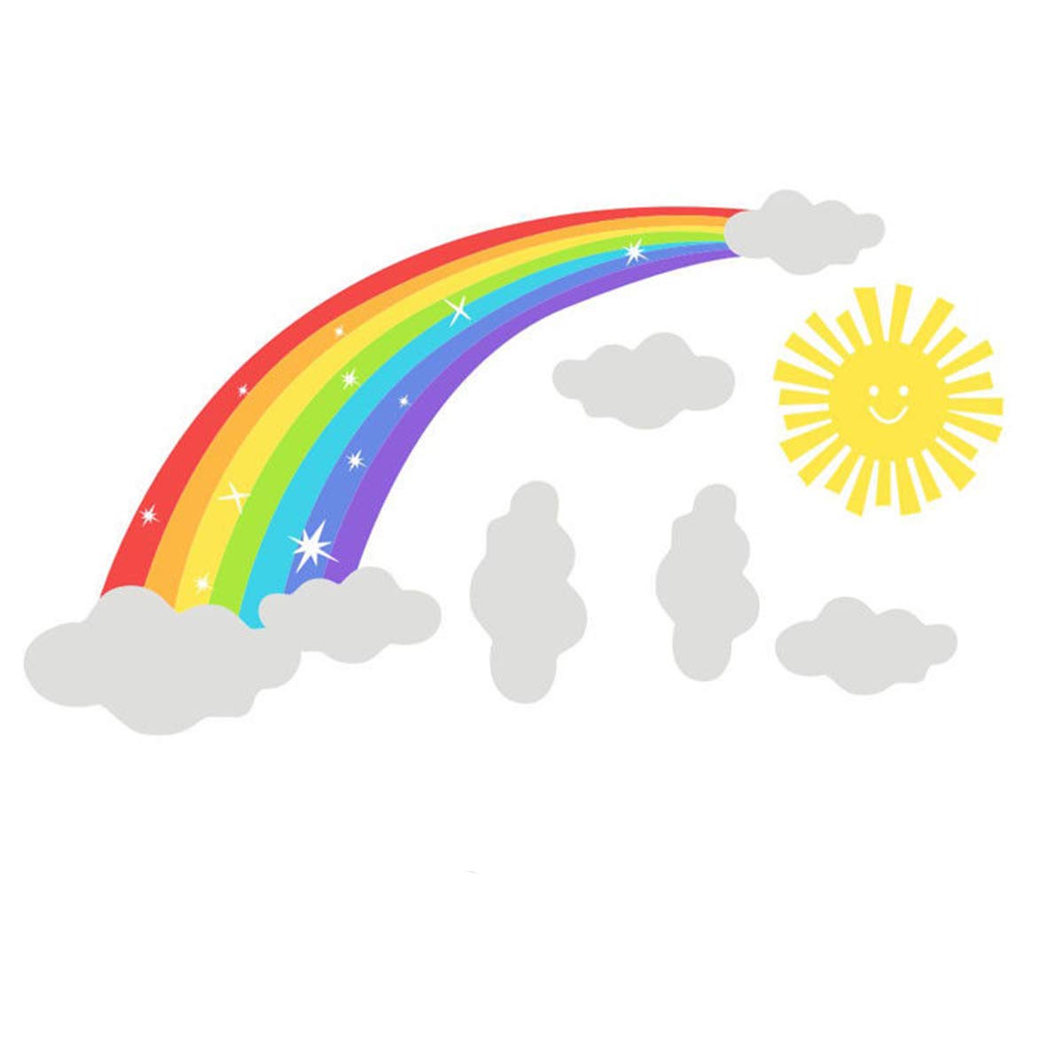 Amazon Com Bamsod Rainbow Kids Wall Stickers With Could And Sun