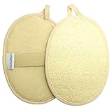 Kiloline 100% Big Size Naturals Exfoliating & Cleansing Loofah Pads-2 Pack Nature's flexible Luffa fibres Sponge Scrubber Brush Close Skin For Bath Spa and Shower Deep Cleansing Massaging Regenerating