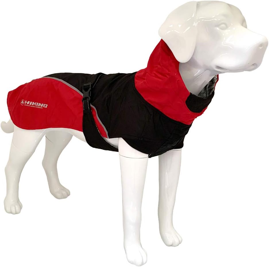 Cross Hiking Dog Coat, Waterproof for Dogs Thermoregulating Lining, Nanga Red, Size 35 cm - 194 g, Black/Red