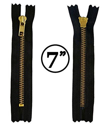 KGS Metal Jeans Zipper #5 | Golden Colored Metal Teeth | 5 pcs/Pack (7 Inch)