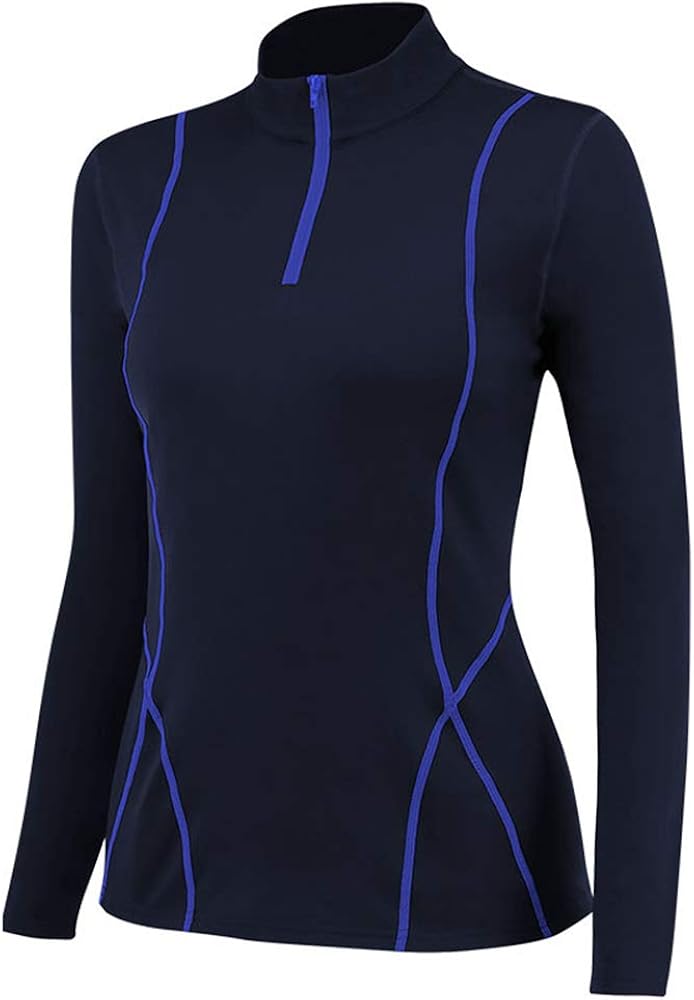 Womens Pullover 1/4 Zip Running Jacket Long Sleeve Workout Tops with Thumb Holes Yoga Shirts: Clothing