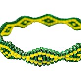 Aura Zen Store Orunmila Ilde Bracelet Green &amp; Yellow &ndash; Santeria Orisha Beaded Pulsera, Ifa Yoruba Spiritual Protection Bracelet for Prayer, Ritual &amp; Religious Wear