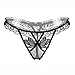 SELORY Women's Crotchless Lace Panties Pearls G-Strings Underwear Thong Lingerie T-Back Pack of 4
