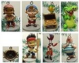 Jake and the Neverland Pirates Set of 8 Holiday Christmas Tree Ornaments with Pirate Compass Ornament, Jake, Izzy, Cubby, Skully, Captain Hook, Smee, and Tick-Tock Croc - Ornament Figures Range from 3