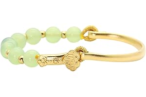 Balaijor Fashion 18K Gold Plated Lucky Wish Arm Band Cuff Bracelet Faux Jade Stone Bracelet