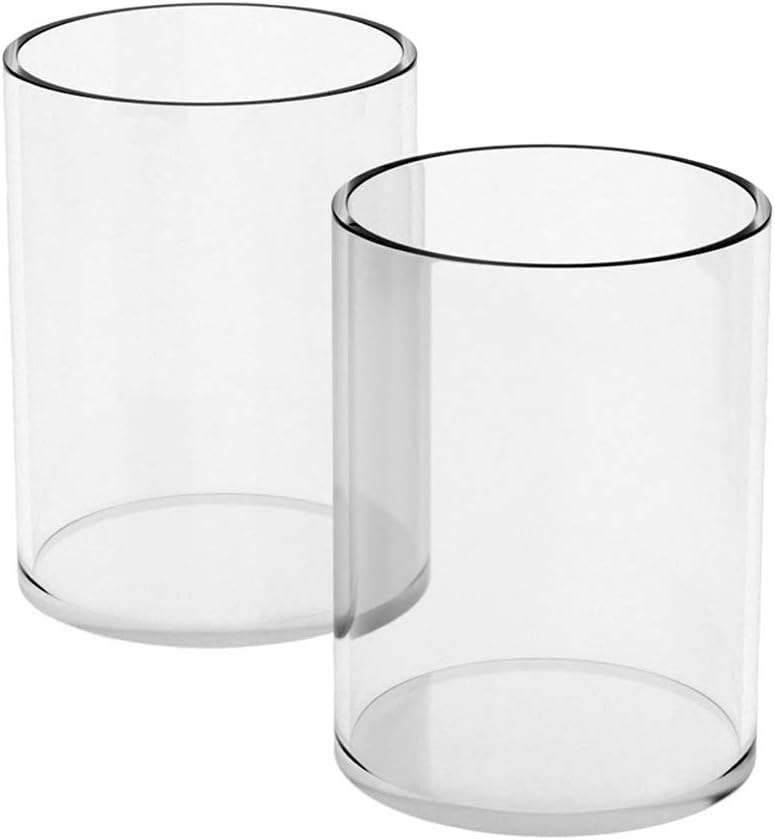 NIUBEE Acrylic Pen Holder 2 Pack,Clear Desktop Pencil Cup Stationery Organizer for Office Desk Accessory -Round