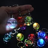 S-SO K9 Crystal 3D Eevee pokemon ball Night LED light keychain ring