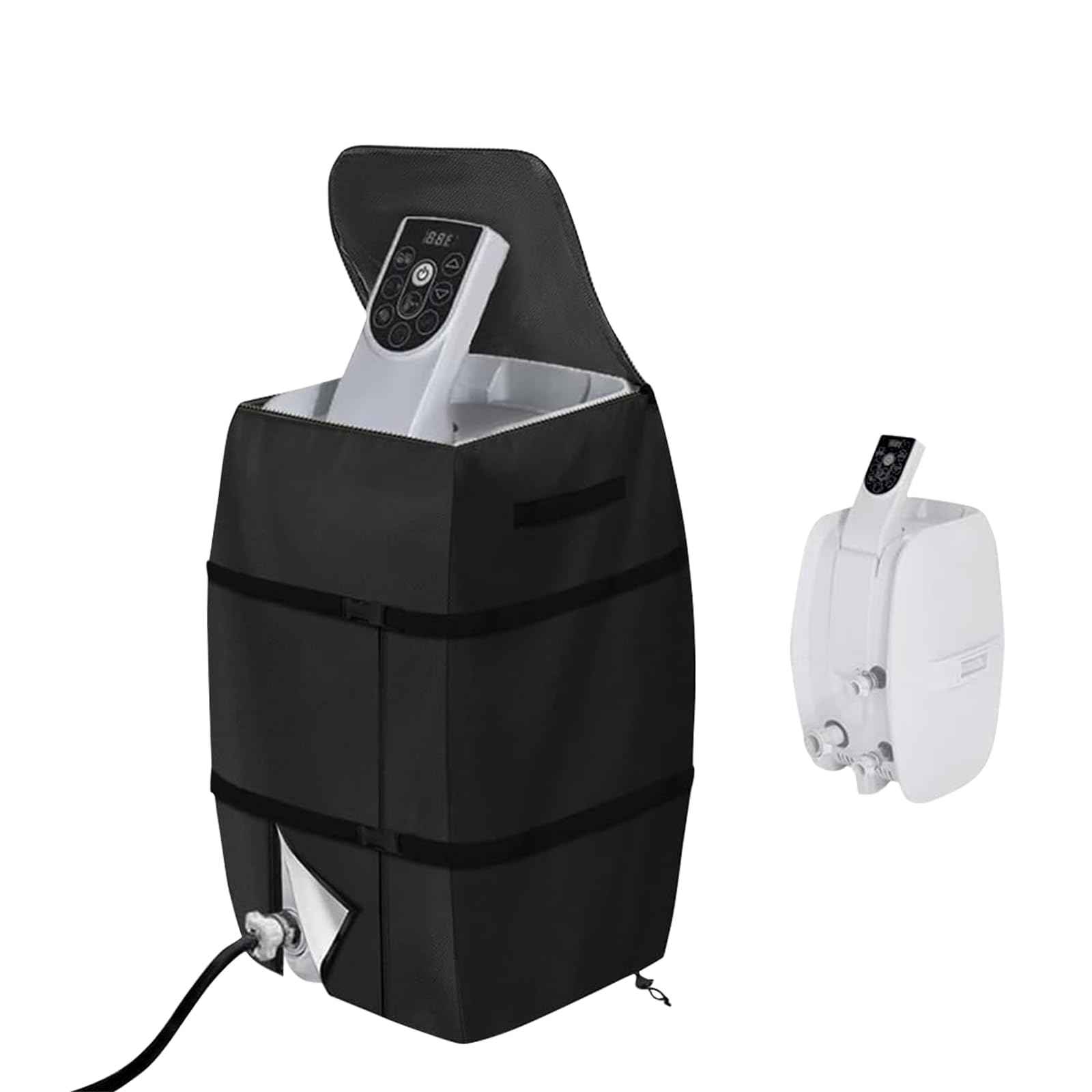 ACESOME Hot Tub Cover With Heater Pump - 16.9 * 14.9 * 21.2inch Waterproof Dustproof Insulated Polyester Spa Protection for Outdoor Bathtub (Black)