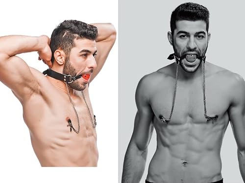 Luxtingle Adjustable Leather Ball Mouth Gag + Nipple Clamps - Breathable  Silicone BDSM Toys for Couples, Black in Dubai - UAE | Whizz Gags & Muzzles