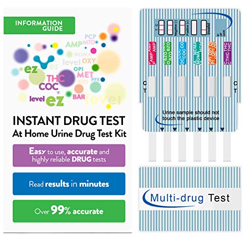 10 Pack EZ Level 5 Panel Drug Test Kit Marijuana (THC) Cocaine (COC) Opiate (OPI) Amphetamine (AMP) Ecstasy (MDMA)