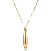 FAMARINE Gold Silver Pendant Necklace Women Dainty Cute Jewelry Long Tear Simple Necklaces