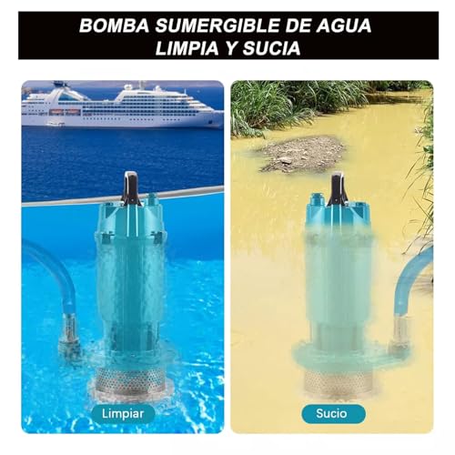 Bomba Sumergible 1.5 HP 1100W, Agua Limpia/Sucia, Bombas Sumergibles Agua Con Línea, Gran Poder De Succión,Toma de Río,Riego de Jardine, Doméstica Color Negro