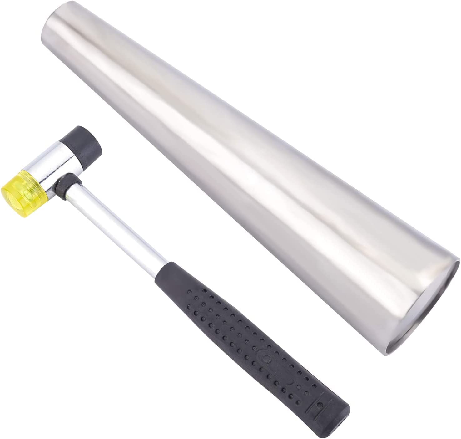 PH PandaHall Hammer Mallet Metal Bracelet Bangle Mandrel Tool Two Way Rubber Aluminum Steel for Jewelry Making, 7.3cm Diameter, 30cm Long, 2.5cm Thick