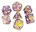 Hengda dice Polyhedral Gaming Dice Complete Sets of 7-Die Dice - D4 D6 D8 D10 D12 D20 & Percentile Dice – Great for Tabletop, Roleyplaying & DnD Games, Math & MTG (Purple/Yellow)