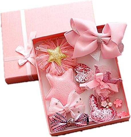 Korean Toddler Hair Bow Set For Little Girls Hairwear Bowknot Barrette Hair Acessories Ribbon Clips 10Pcs/Set (Pink)