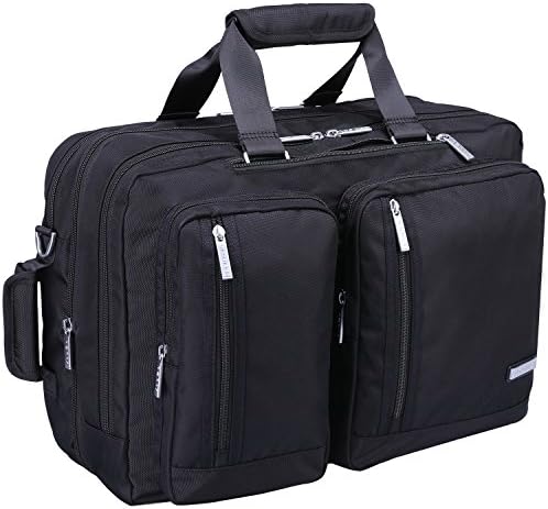 Ronts Mens Briefcase 3 in 1 Backpack Waterproof Nylon Convertible Multifunctional 15.6 Inch Laptop Large 1-2days Travel Business Messenger Bag BM002