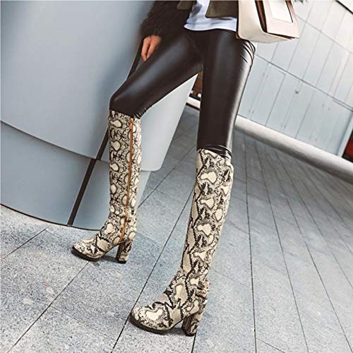 5150HQzpBmL YHZQ 2020 Mujeres De Alto De Rodilla Botas, Patrón De La Serpiente De Cuero Tacones Altos Botas De Moda yellow-EU40 YHZQ 2020 Mujeres De Alto De Rodilla Botas, Patrón De La Serpiente De Cuero Tacones Altos Botas De Moda yellow-EU40 - Imagen 5